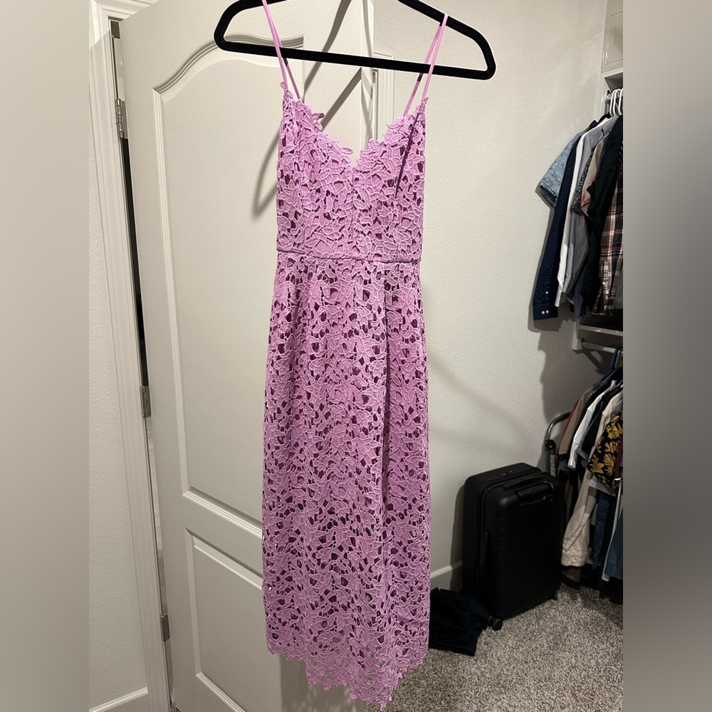 Astr Lavender Lace Midi Dress